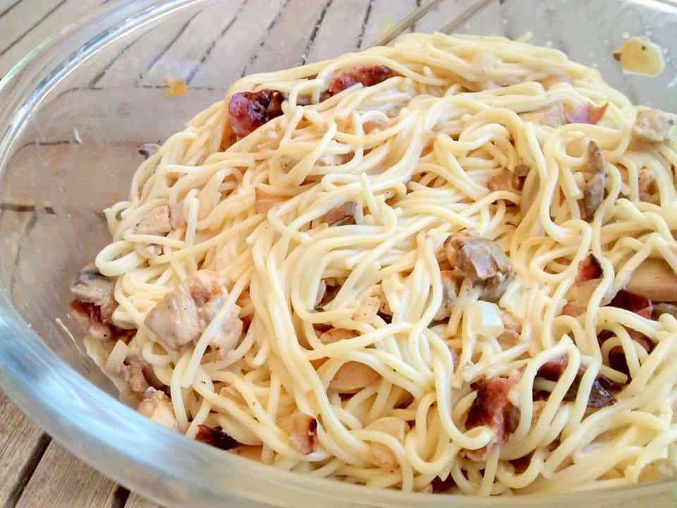 Receita de Espaguete à Carbonara de Frango